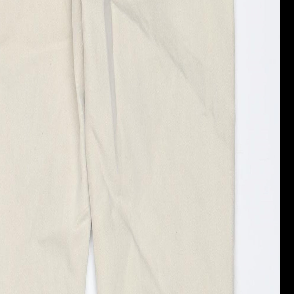 Zara Womens Beige Cotton Straight Jeans Size 12 L29 in Regular Zip