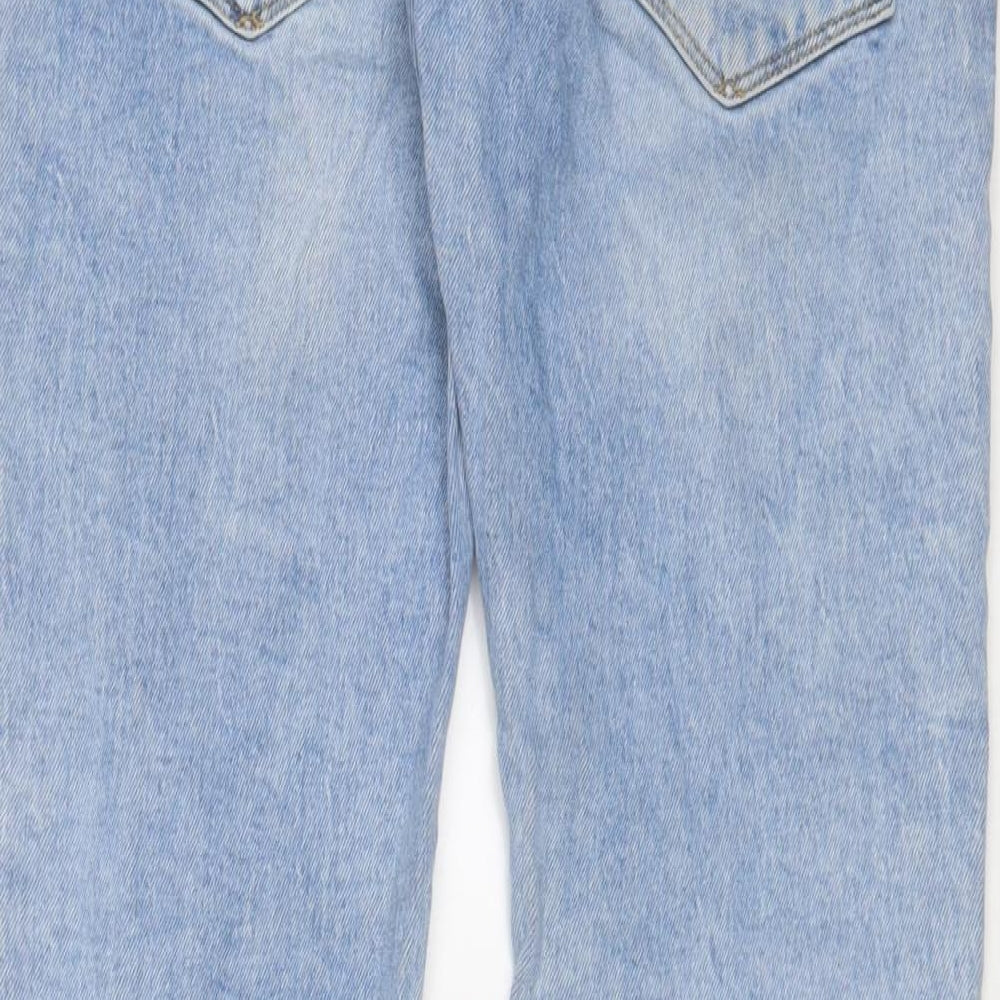 Bershka Womens Blue Cotton Straight Jeans Size 10 L29 in Regular Zip