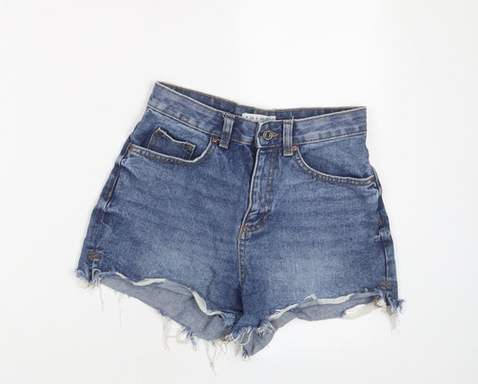 Denim & Co. Womens Blue Cotton Basic Shorts Size 8 Regular Zip