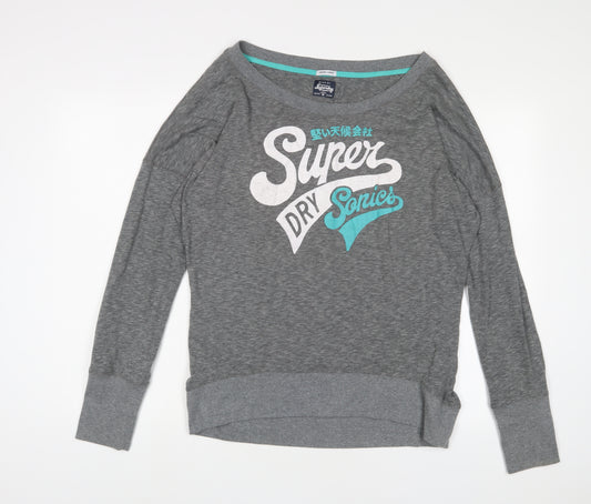 Superdry Womens Grey Cotton Pullover Sweatshirt Size L Pullover - Logo