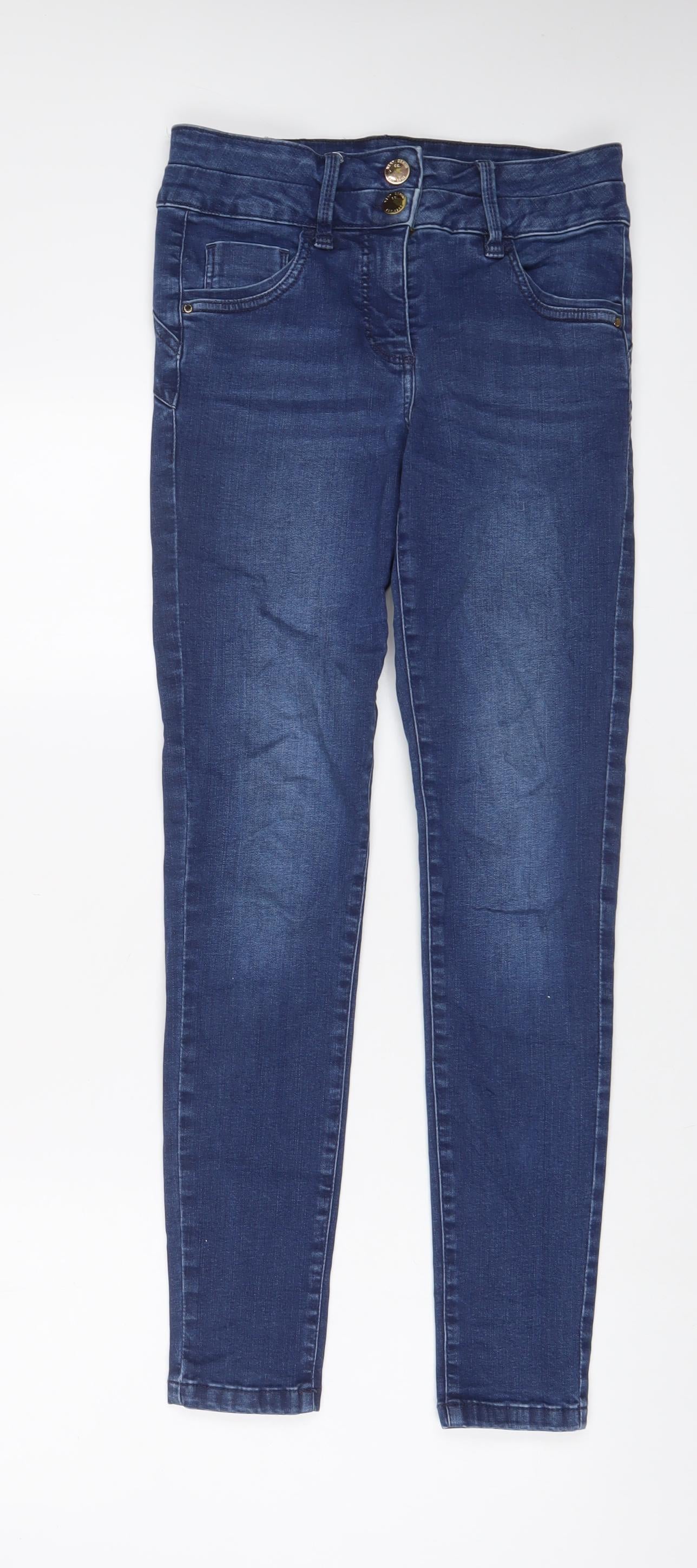 NEXT Womens Blue Cotton Skinny Jeans Size 10 L30 in Regular Zip