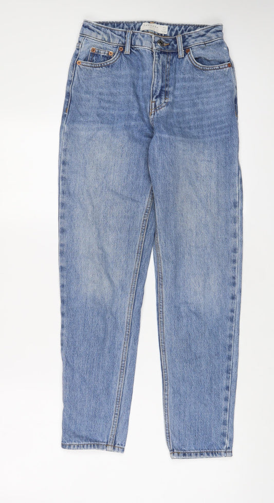 Topshop Womens Blue Cotton Mom Jeans Size 25 in L32 in Regular Zip