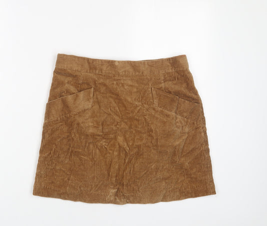 Jack Wills Womens Brown Cotton A-Line Skirt Size 10 Zip