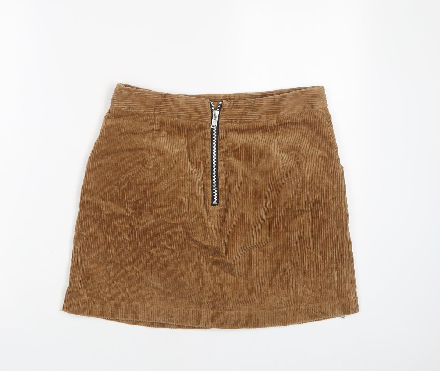 Jack Wills Womens Brown Cotton A-Line Skirt Size 10 Zip