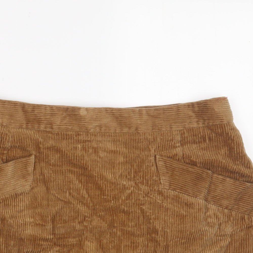 Jack Wills Womens Brown Cotton A-Line Skirt Size 10 Zip