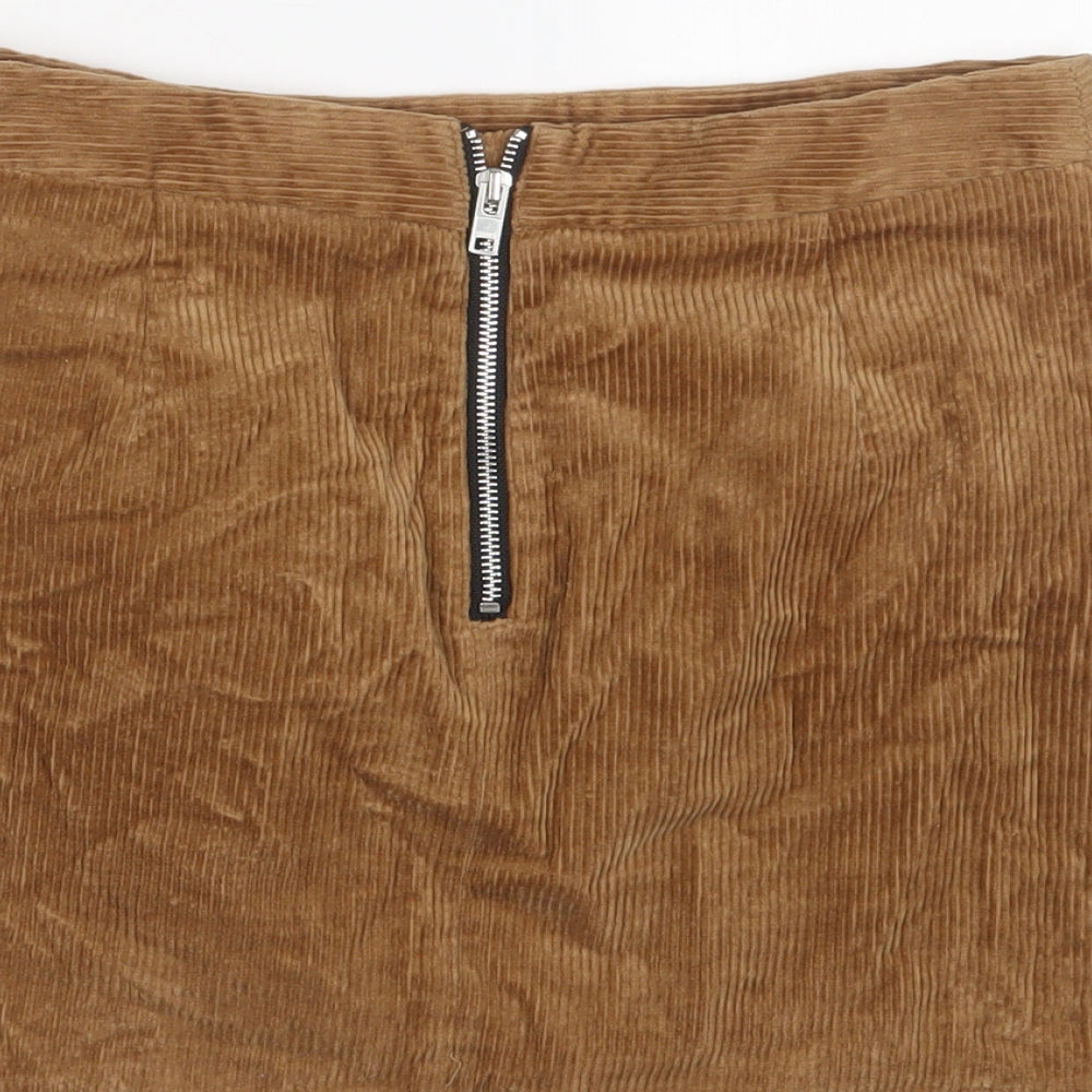 Jack Wills Womens Brown Cotton A-Line Skirt Size 10 Zip