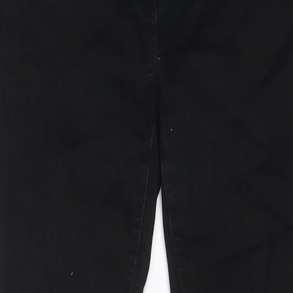 NEXT Womens Black Cotton Bootcut Jeans Size 12 L30 in Regular Zip