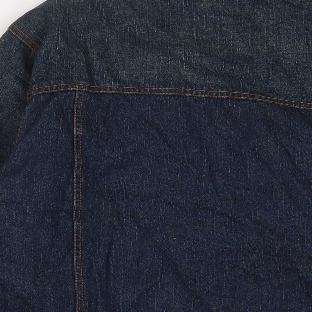 Opposites Mens Blue Jacket Size L Button - Pockets