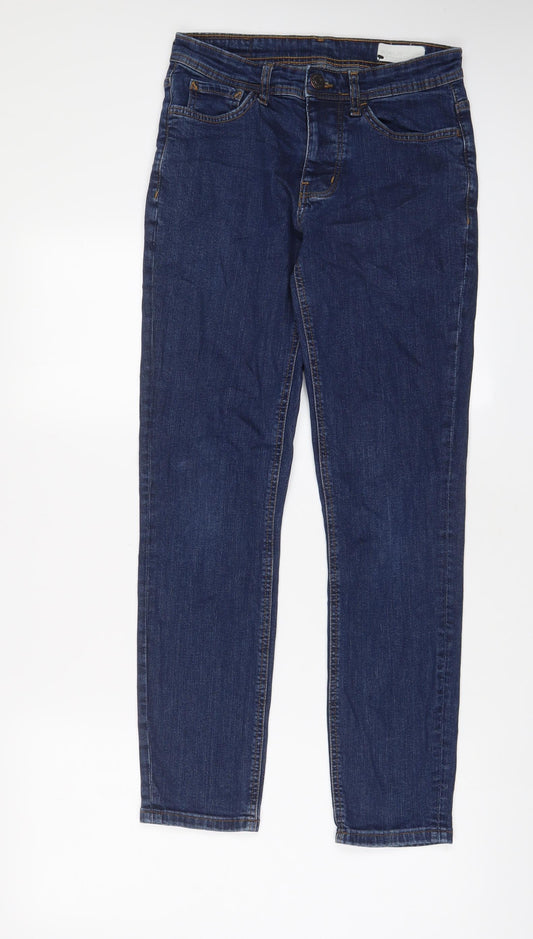 Denim & Co. Mens Blue Cotton Straight Jeans Size 28 in L30 in Slim Zip