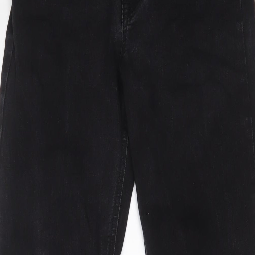 Zara Womens Black Cotton Bootcut Jeans Size 12 L32 in Regular Zip