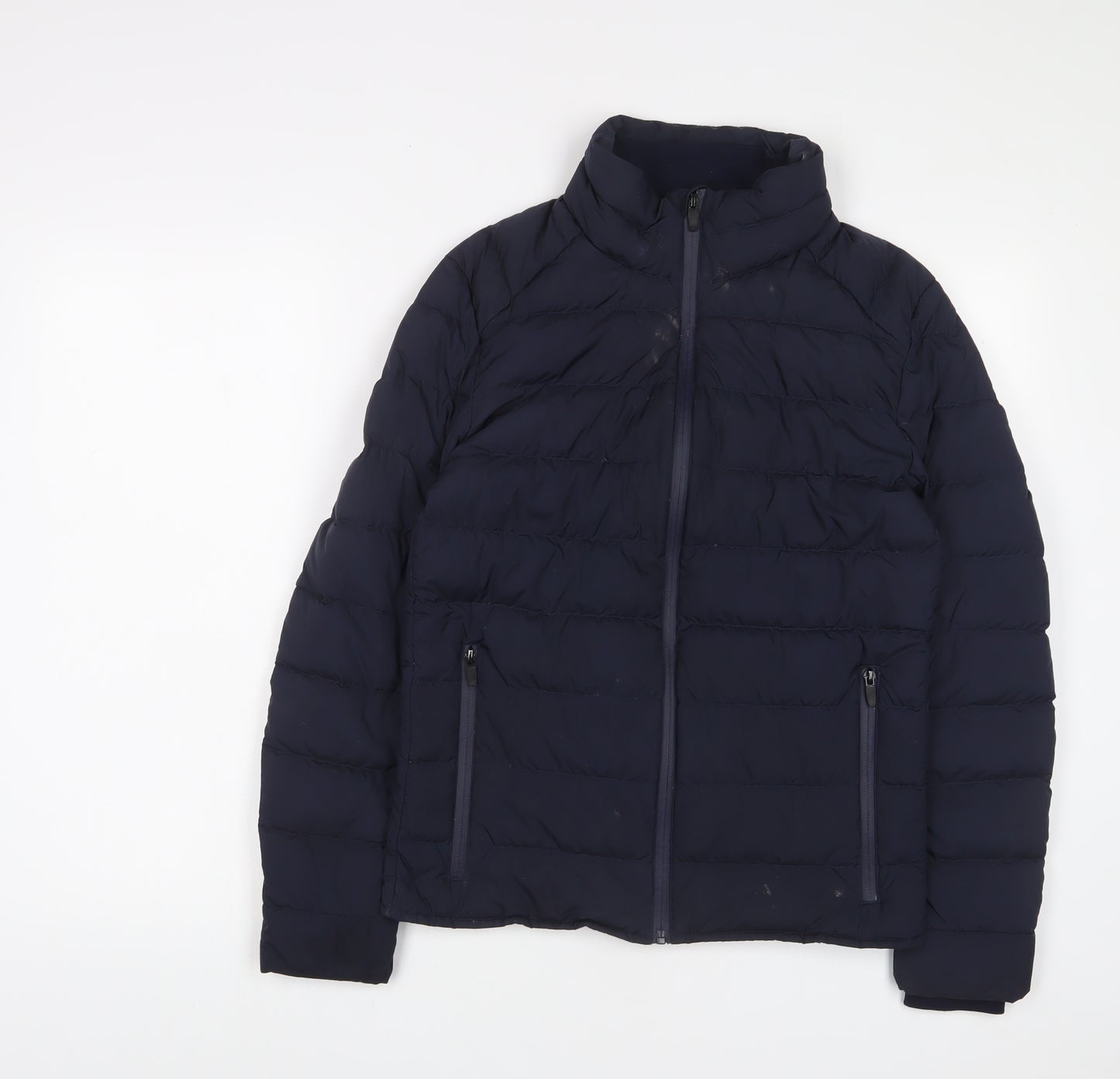 Zara Mens Blue Quilted Jacket Size S Zip - Zip Pockets