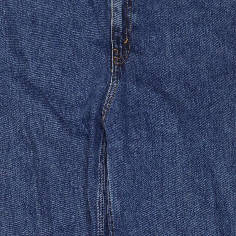 Monki Womens Blue Cotton Wide-Leg Jeans Size 34 in L33 in Regular Zip