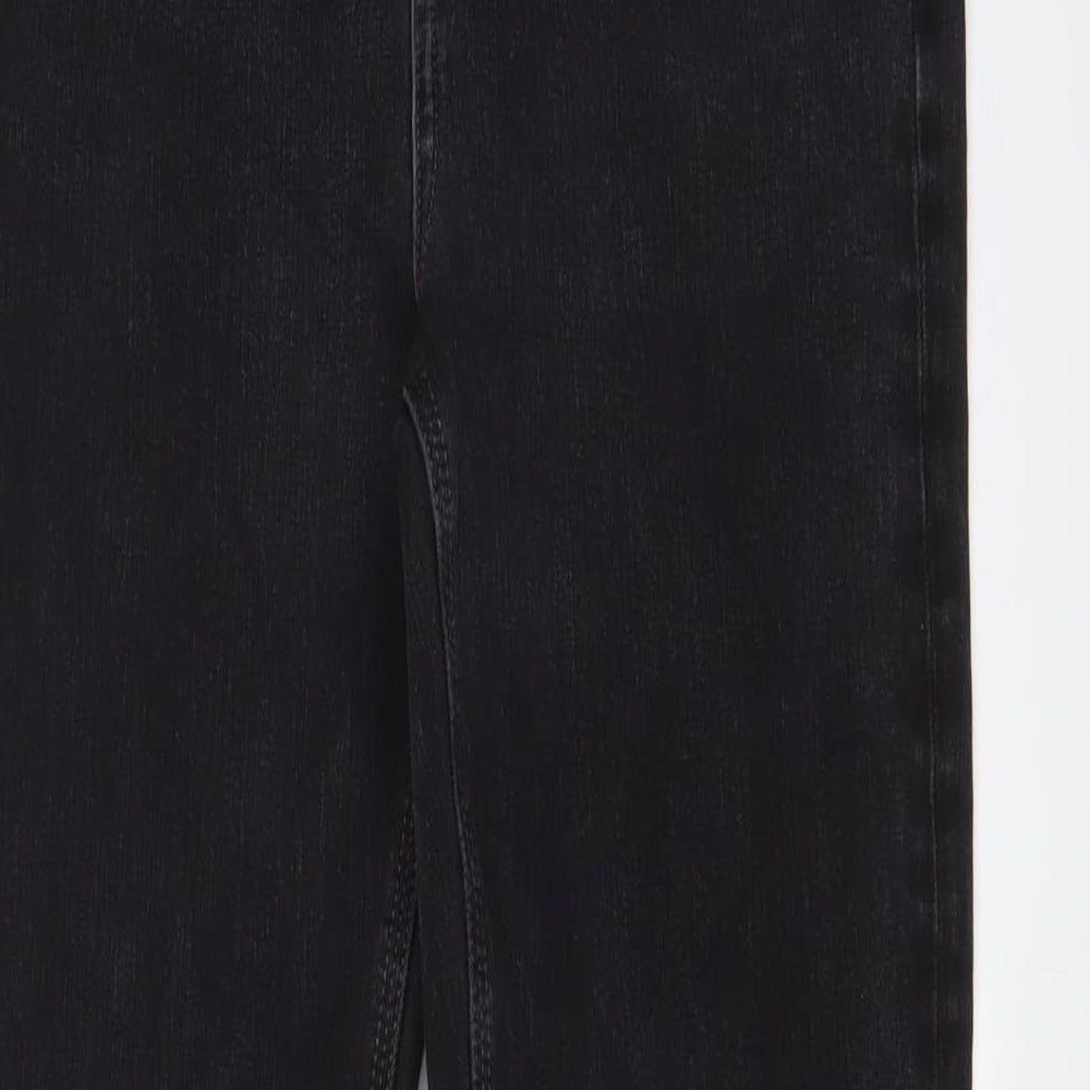 Marks and Spencer Womens Black Cotton Straight Jeans Size 12 L29 in Regular Zip