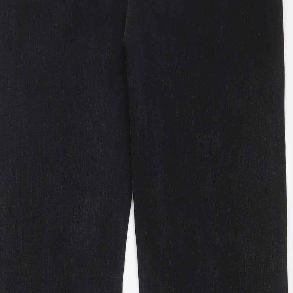 Marks and Spencer Womens Black Cotton Straight Jeans Size 12 L29 in Regular Zip