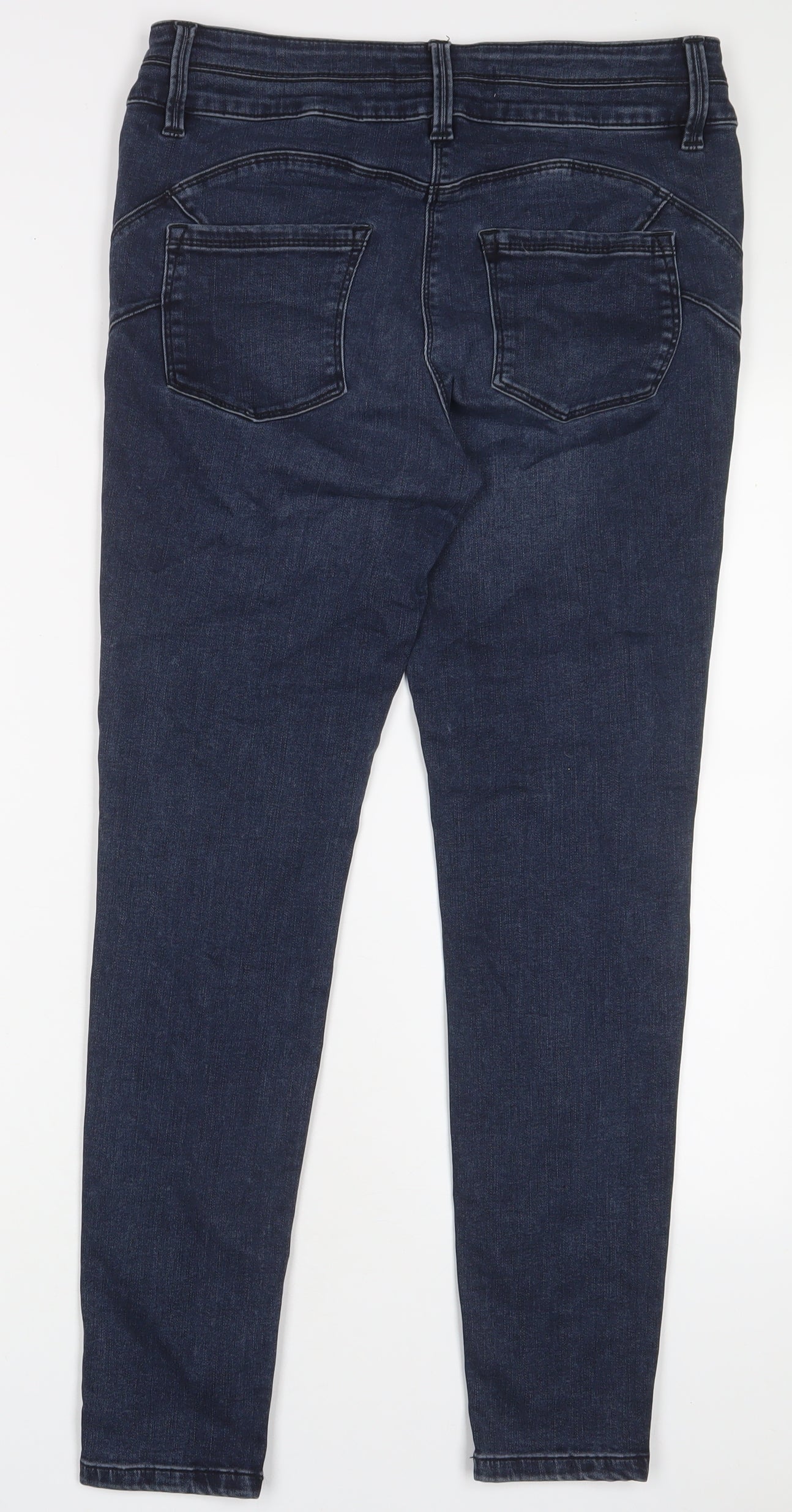 NEXT Womens Blue Cotton Skinny Jeans Size 14 L29 in Regular Zip