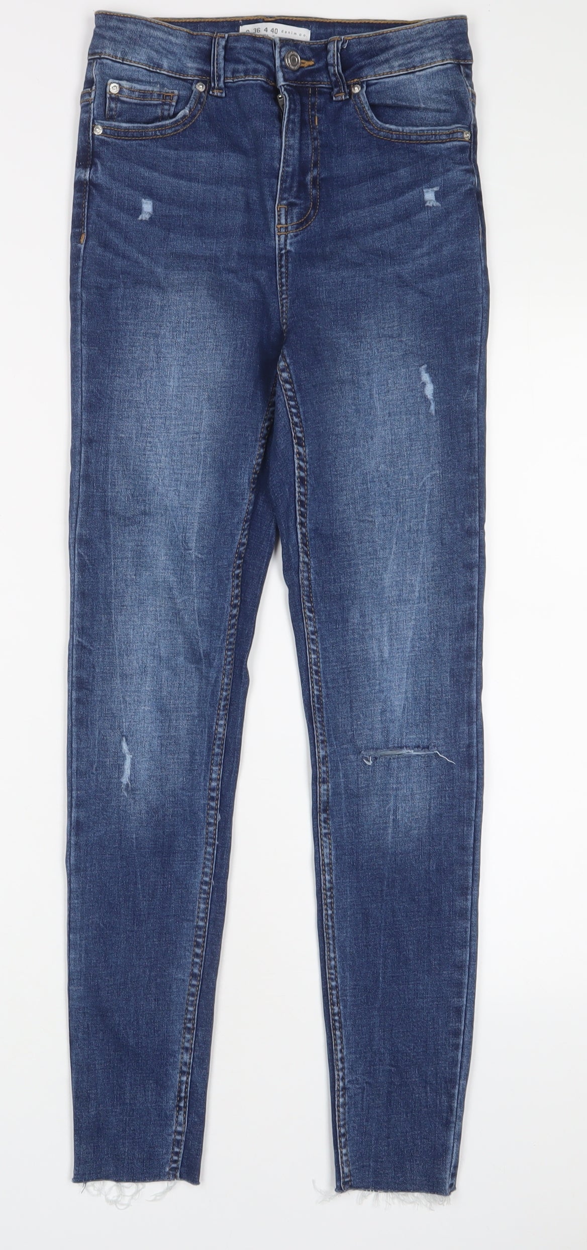 Denim & Co. Womens Blue Cotton Skinny Jeans Size 8 L28 in Regular Zip