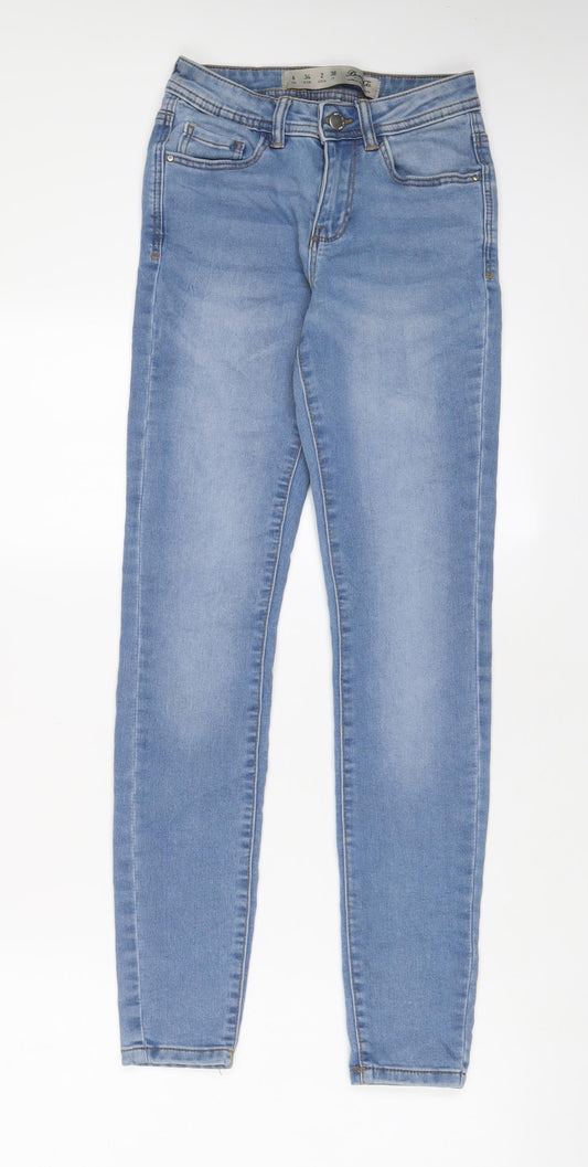 Denim & Co. Womens Blue Cotton Skinny Jeans Size 6 L28 in Regular Zip