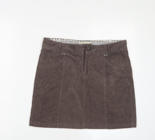 MANTARAY PRODUCTS Womens Brown Cotton A-Line Skirt Size 12 Zip