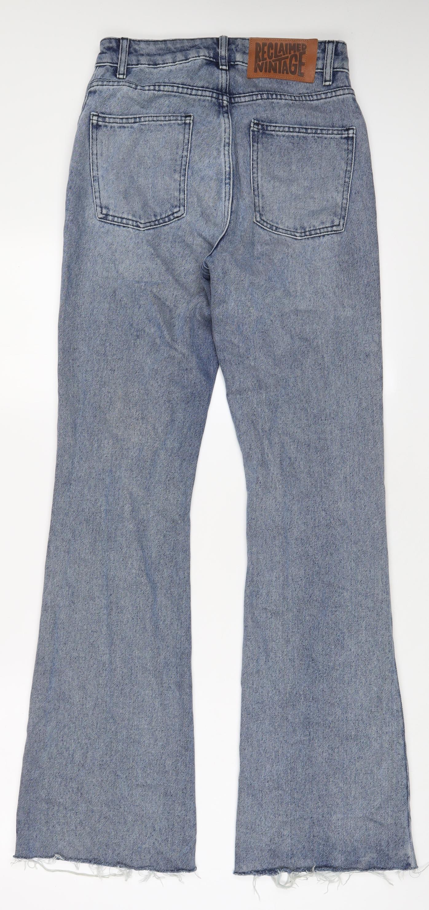 Reclaimed Vintage Womens Blue Cotton Flared Jeans Size 26 in L31 in Regular Zip