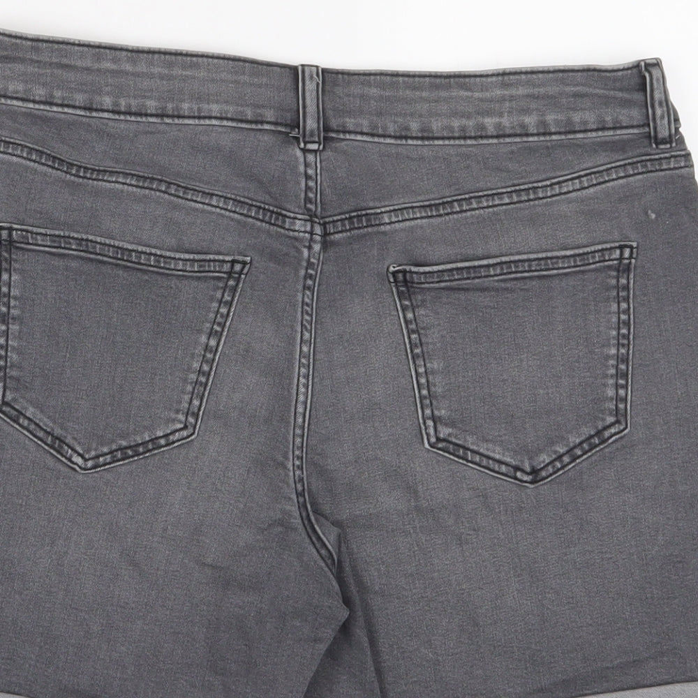 TU Womens Grey Cotton Boyfriend Shorts Size 12 L4 in Regular Zip