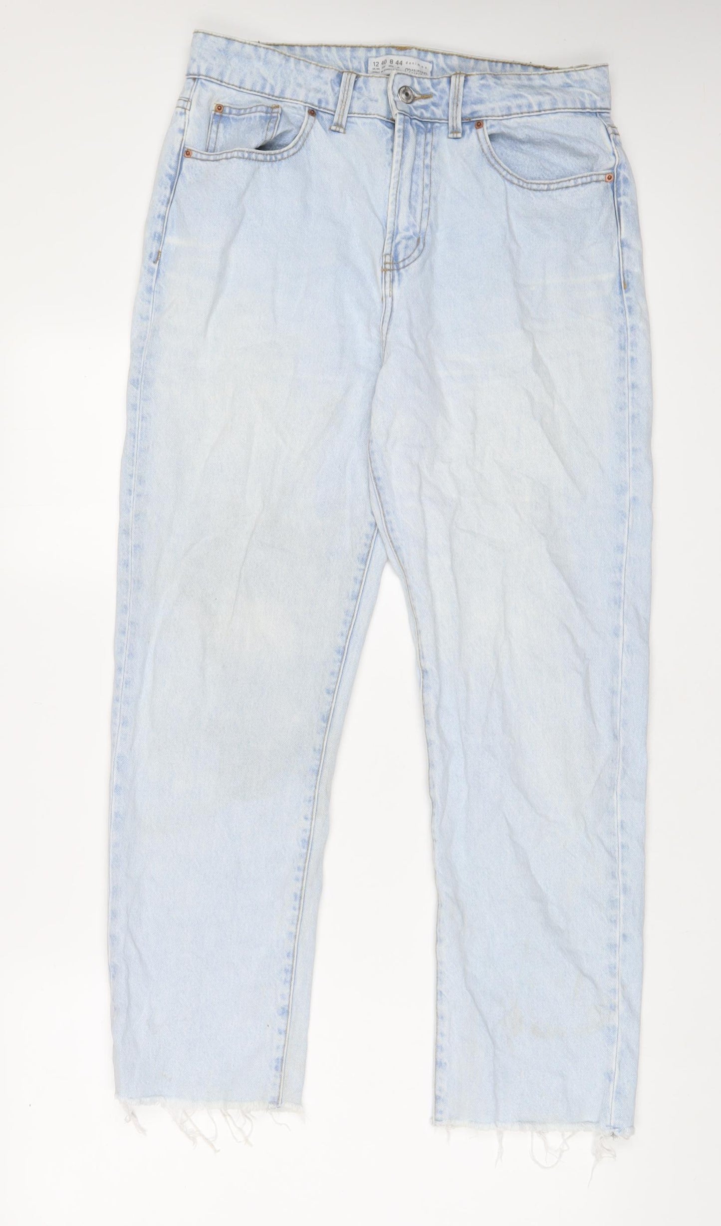 Denim & Co. Womens Blue Cotton Straight Jeans Size 12 L28 in Regular Zip