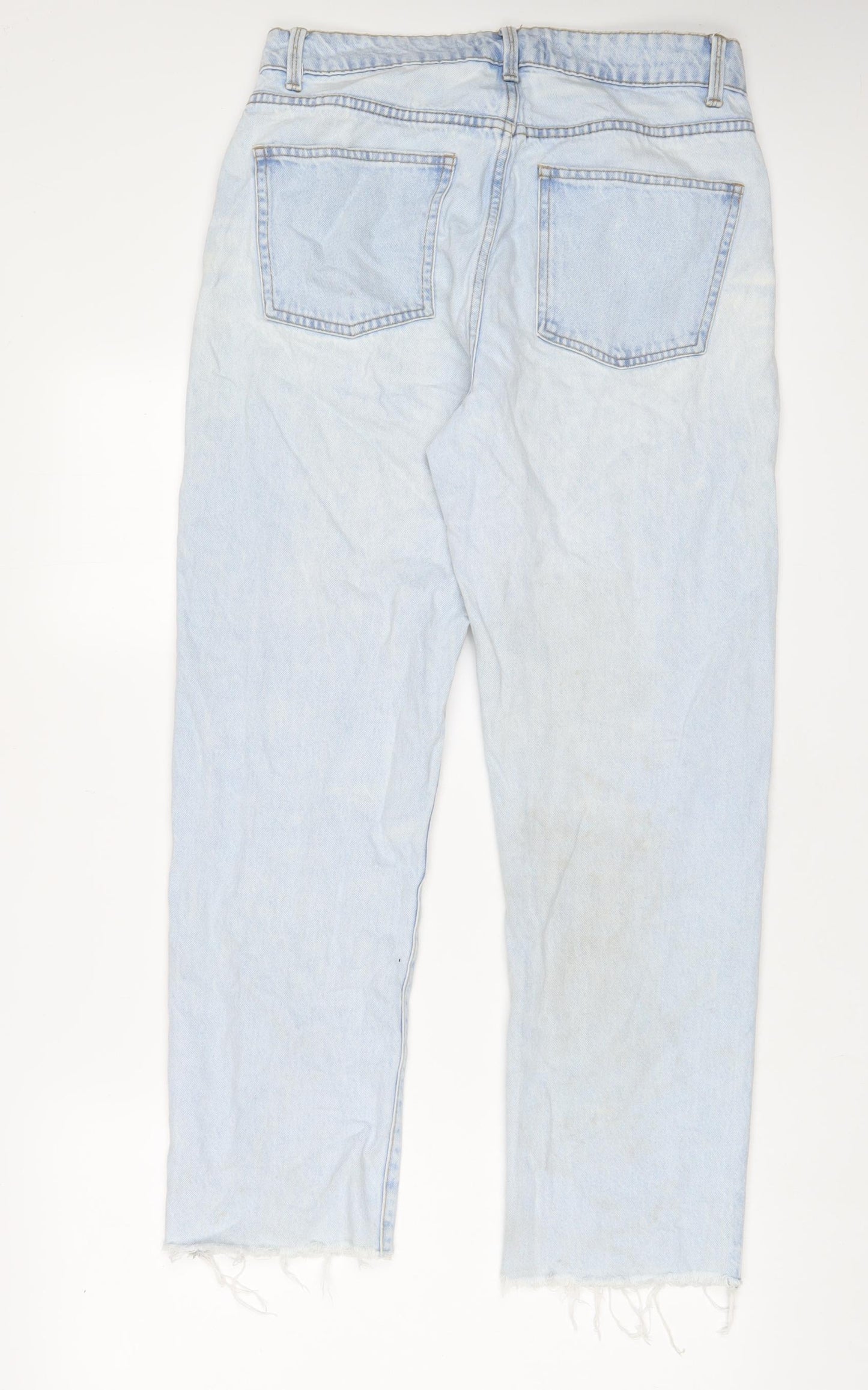 Denim & Co. Womens Blue Cotton Straight Jeans Size 12 L28 in Regular Zip