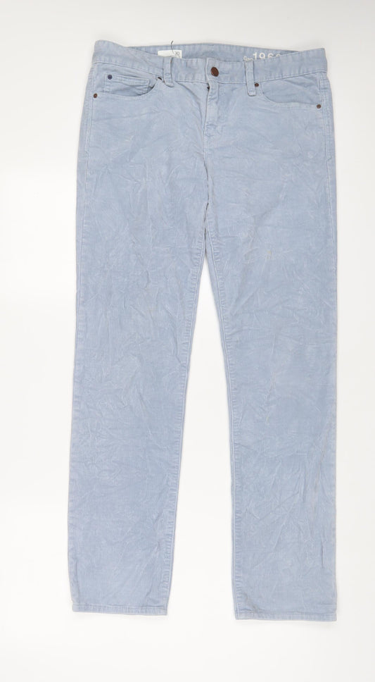 Gap Mens Blue Cotton Trousers Size 30 in L31 in Regular Zip