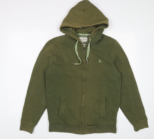 Jack Wills Mens Green Cotton Full Zip Hoodie Size S - Logo