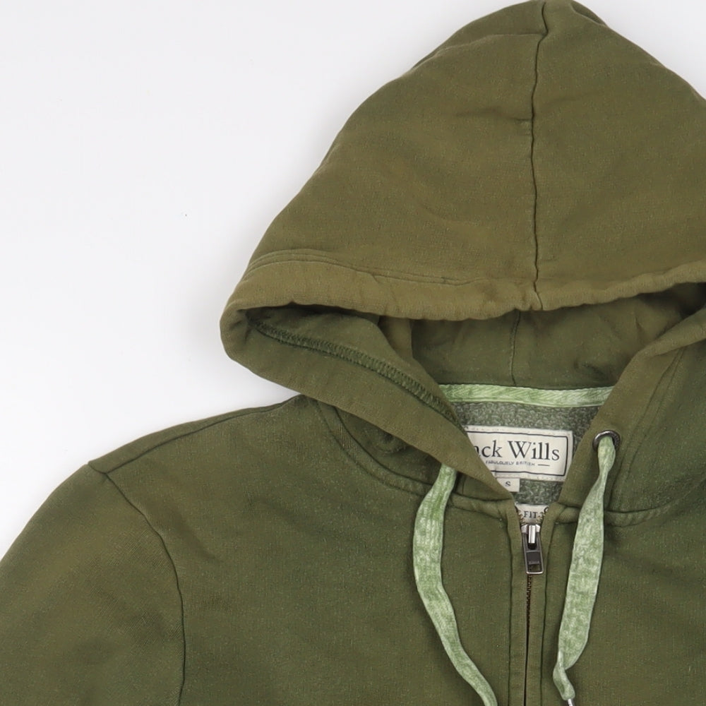 Jack Wills Mens Green Cotton Full Zip Hoodie Size S - Logo