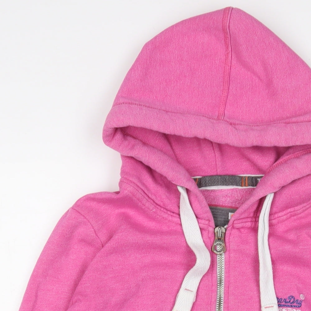 Superdry Womens Pink Cotton Full Zip Hoodie Size S Zip