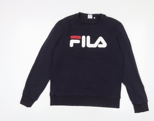 FILA Mens Blue Cotton Pullover Sweatshirt Size S - Logo