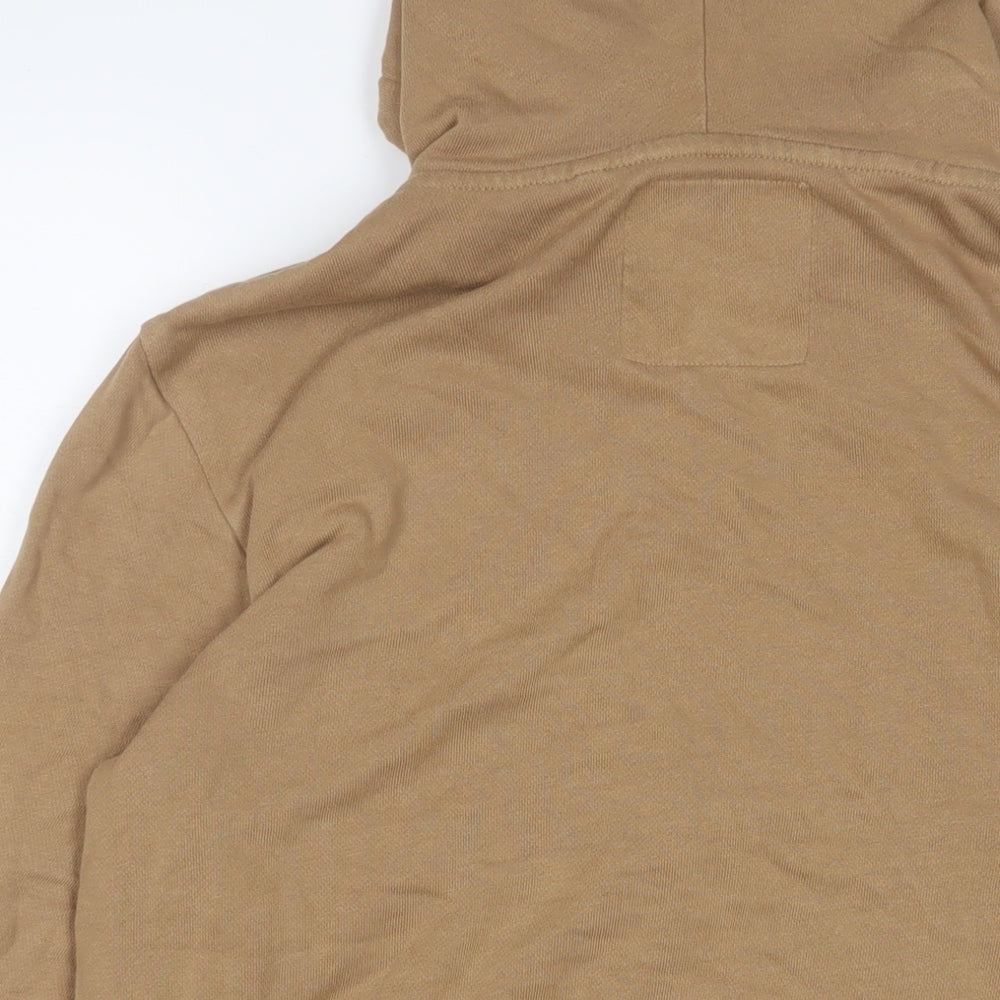 NEXT Mens Brown Cotton Full Zip Hoodie Size S - Logo, Embroidered