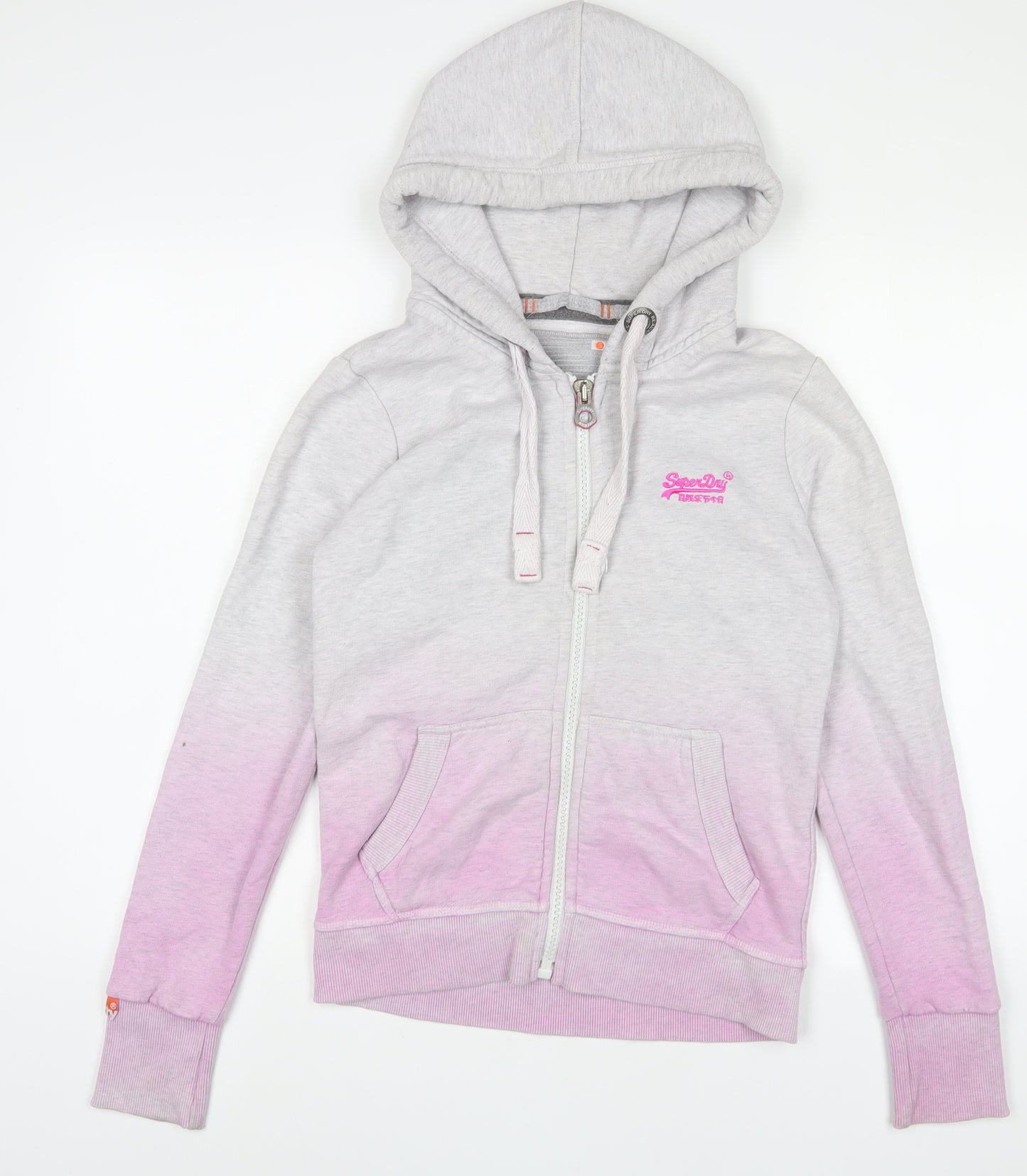 Superdry Womens Pink Cotton Full Zip Hoodie Size S Zip