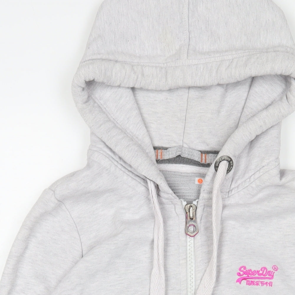 Superdry Womens Pink Cotton Full Zip Hoodie Size S Zip