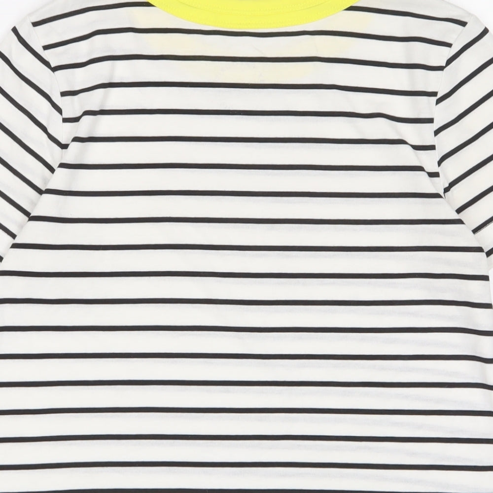 NEXT Womens White Striped Polyester Basic T-Shirt Size 10 Crew Neck