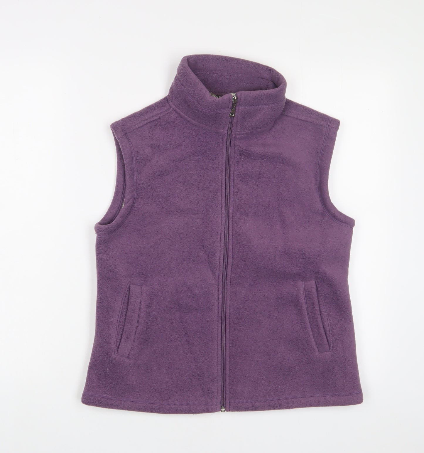 //text Womens Purple Gilet Jacket Size M Zip - Pockets