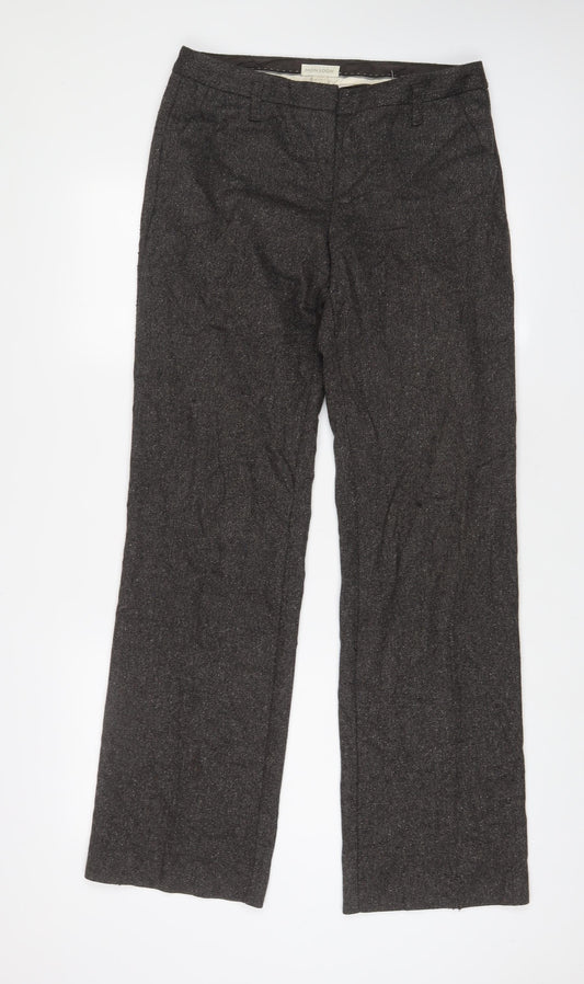 Monsoon Womens Brown Wool Trousers Size 10 L32 in Regular Zip