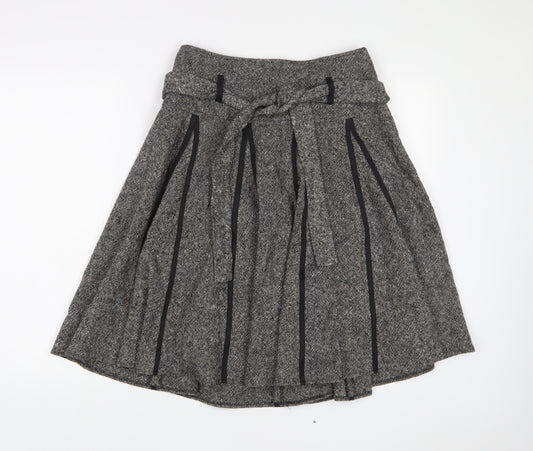 Hobbs Womens Grey Wool A-Line Skirt Size 10 Zip - Belted