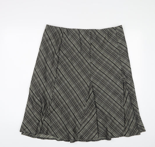 Marks and Spencer Womens Grey Striped Polyester A-Line Skirt Size 18 Zip