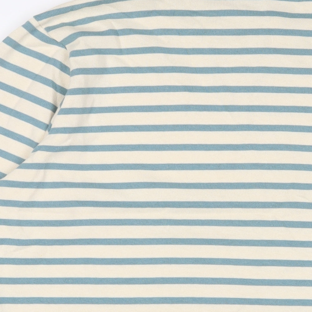 You Must Create London Mens Blue Striped Cotton T-Shirt Size L Round Neck