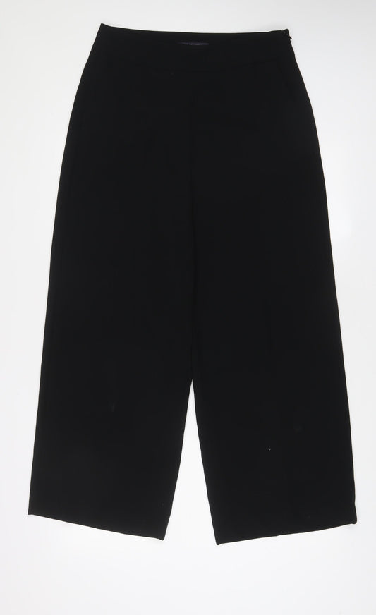 Marks and Spencer Womens Black Polyester Trousers Size 12 L28 in Regular Zip