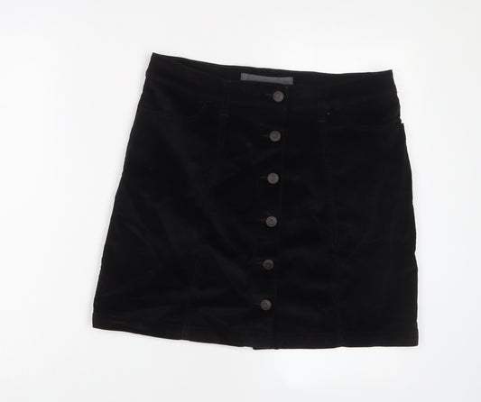 NEXT Womens Black Cotton A-Line Skirt Size 12 Zip