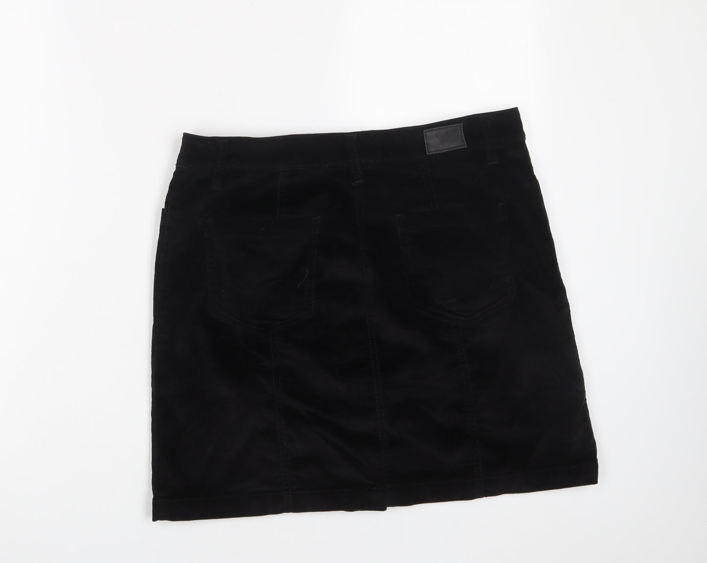 NEXT Womens Black Cotton A-Line Skirt Size 12 Zip