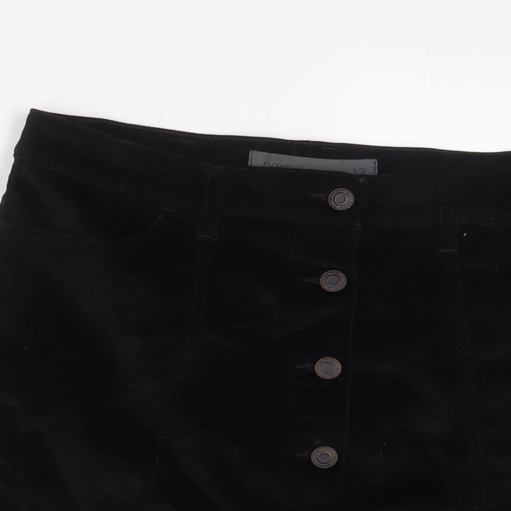 NEXT Womens Black Cotton A-Line Skirt Size 12 Zip