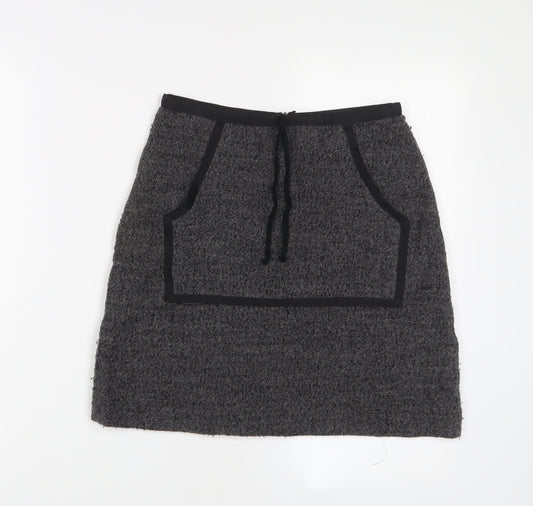 Kookai Womens Grey Wool A-Line Skirt Size 8 Zip