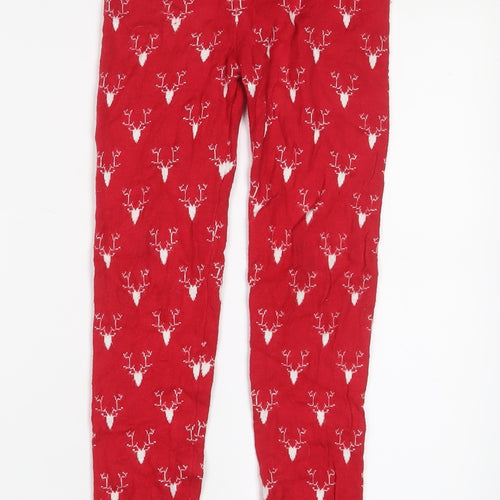 Pepperts Girls Red Geometric Viscose Capri Pyjama Pants Size 6-7 Years Pullover - 6-8 Years