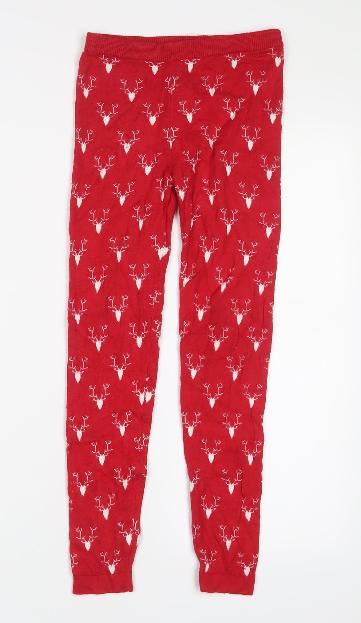 Pepperts Girls Red Geometric Viscose Capri Pyjama Pants Size 6-7 Years Pullover - 6-8 Years