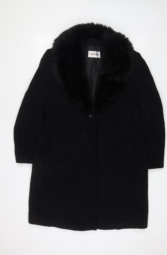 Windsmoor Womens Black Overcoat Coat Size 14 Button