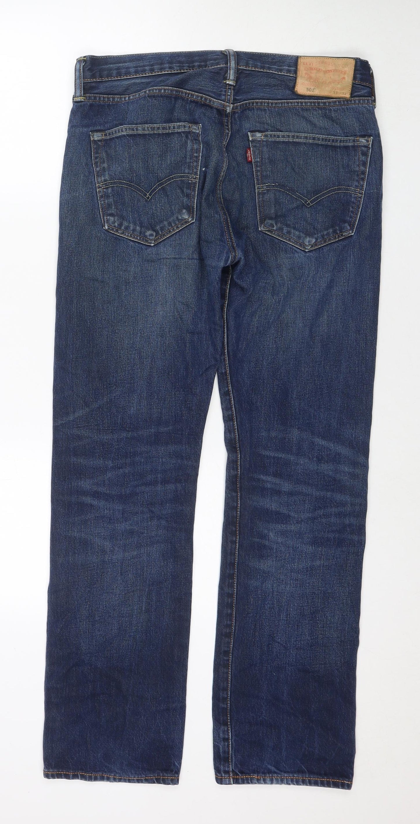 Levi's Mens Blue Cotton Straight Jeans Size 32 in L32 in Regular Zip