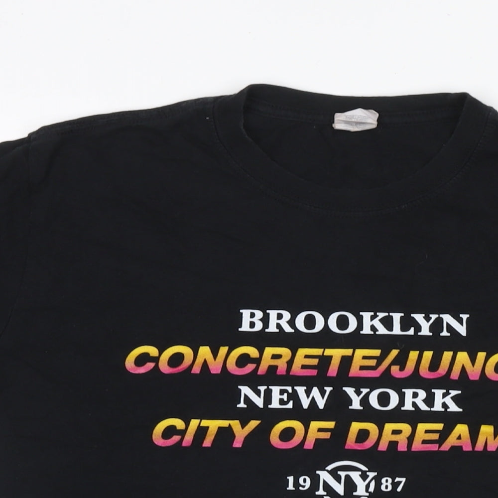 Brooklyn New York Mens Black Cotton T-Shirt Size M Round Neck - Concrete Jungle City Of Dreams 1987